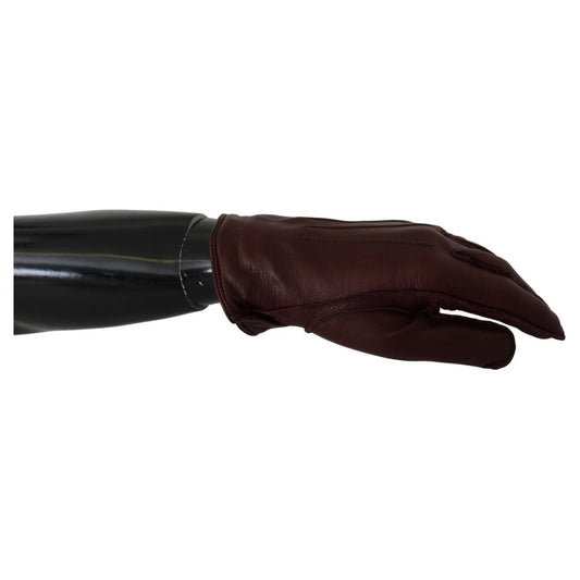 Elegant Maroon Wrist-Length Lambskin Gloves