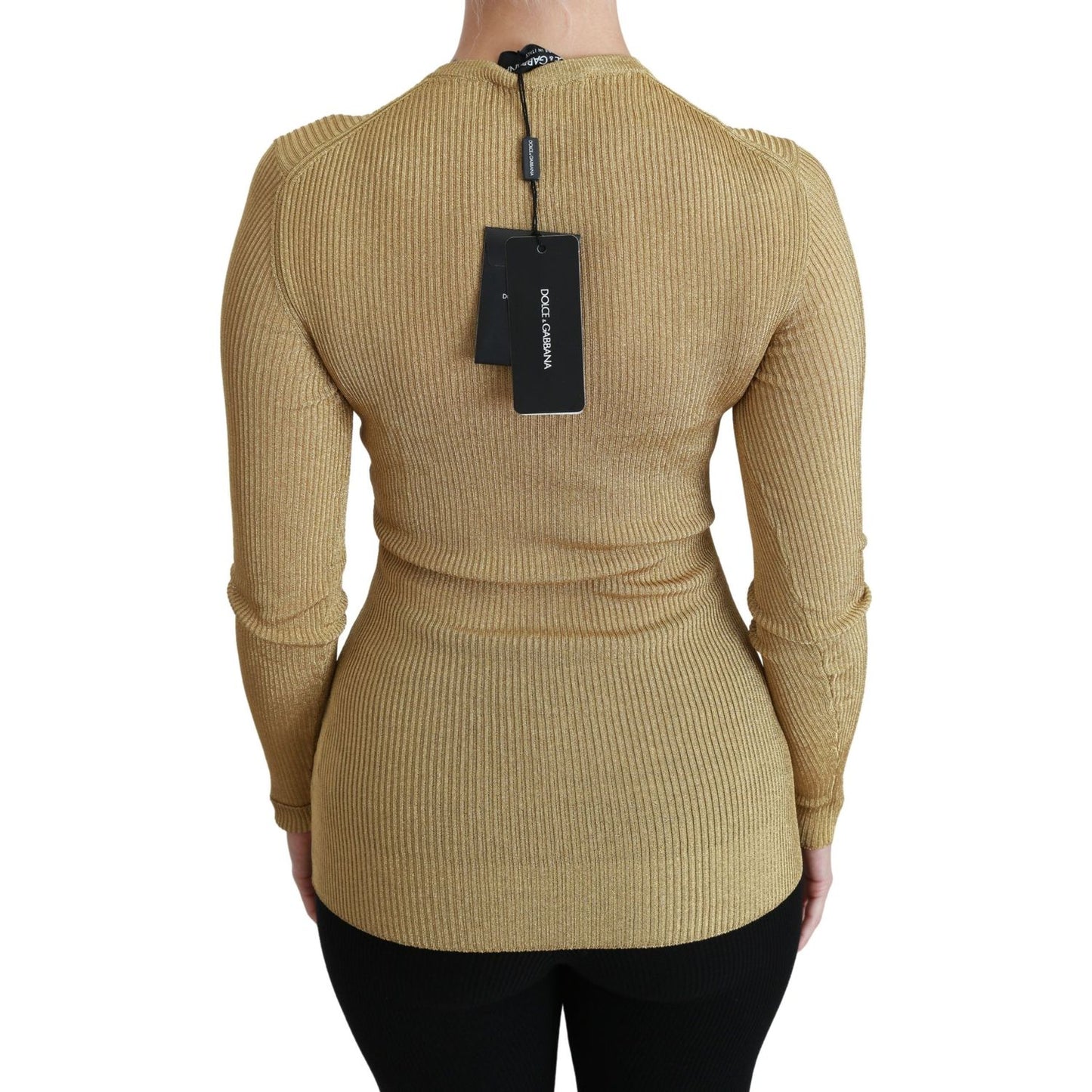 Dolce & Gabbana Gold Long Sleeve Cardigan Viscose Sweater