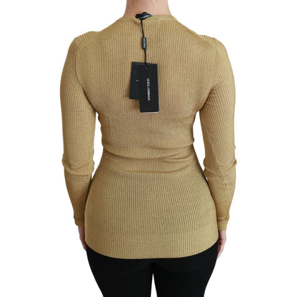Dolce & Gabbana Gold Long Sleeve Cardigan Viscose Sweater