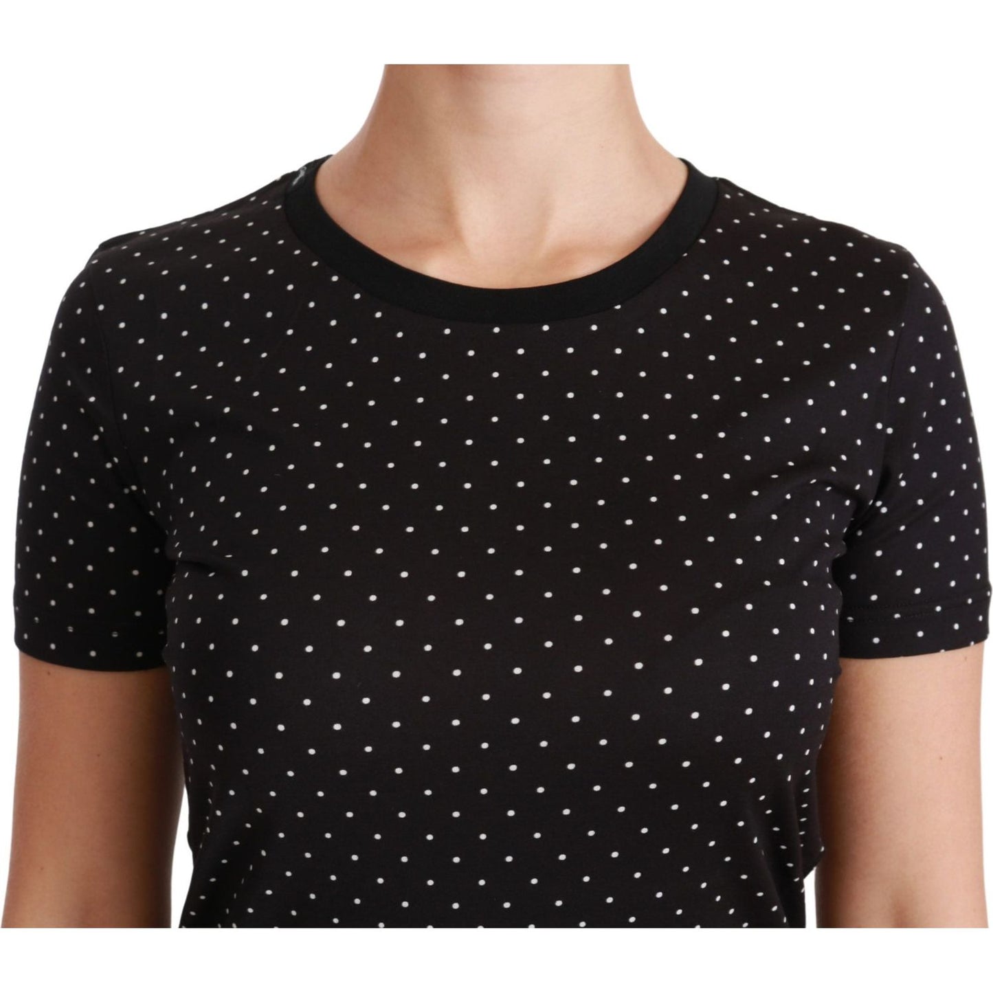 Dolce & Gabbana Chic Black Dotted Crewneck Cotton Tee Dolce & Gabbana