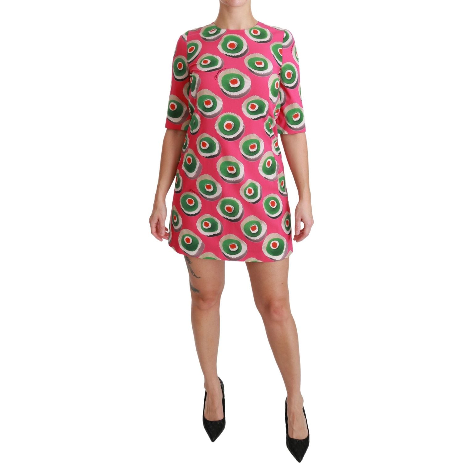 Dolce & Gabbana Pink Silk Cup Cake Shift Stretch Dress