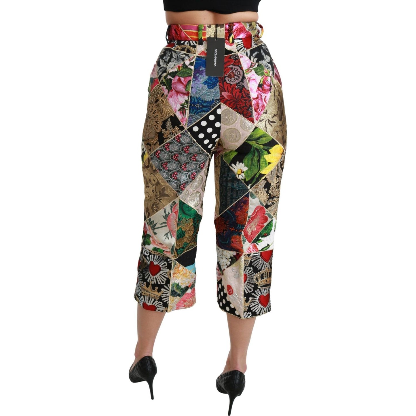 Dolce & Gabbana Elegant High Waist Cropped Silk Blend Trousers Dolce & Gabbana