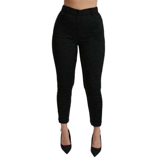 Dolce & Gabbana Black Brocade Skinny High Waist Pants