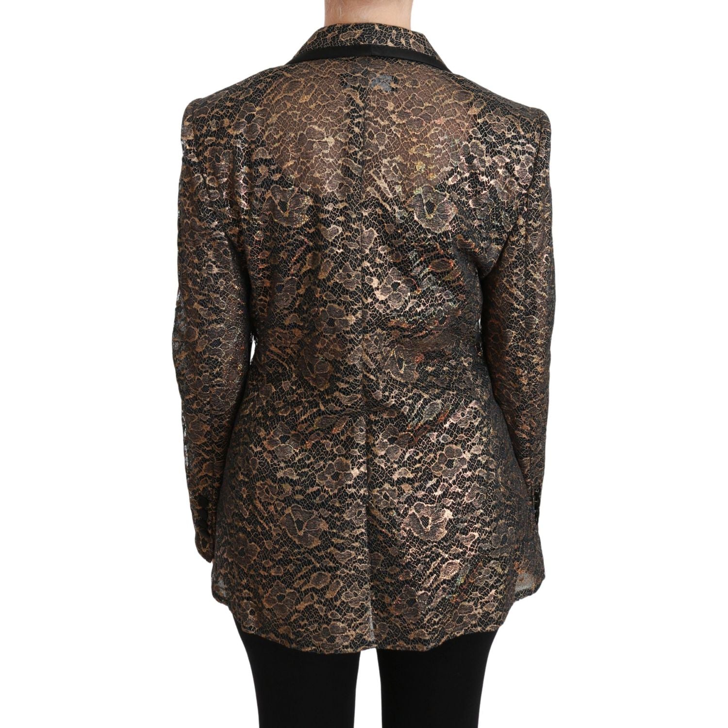 Dolce & Gabbana Gold Black Lace Blazer Coat Floral Jacket
