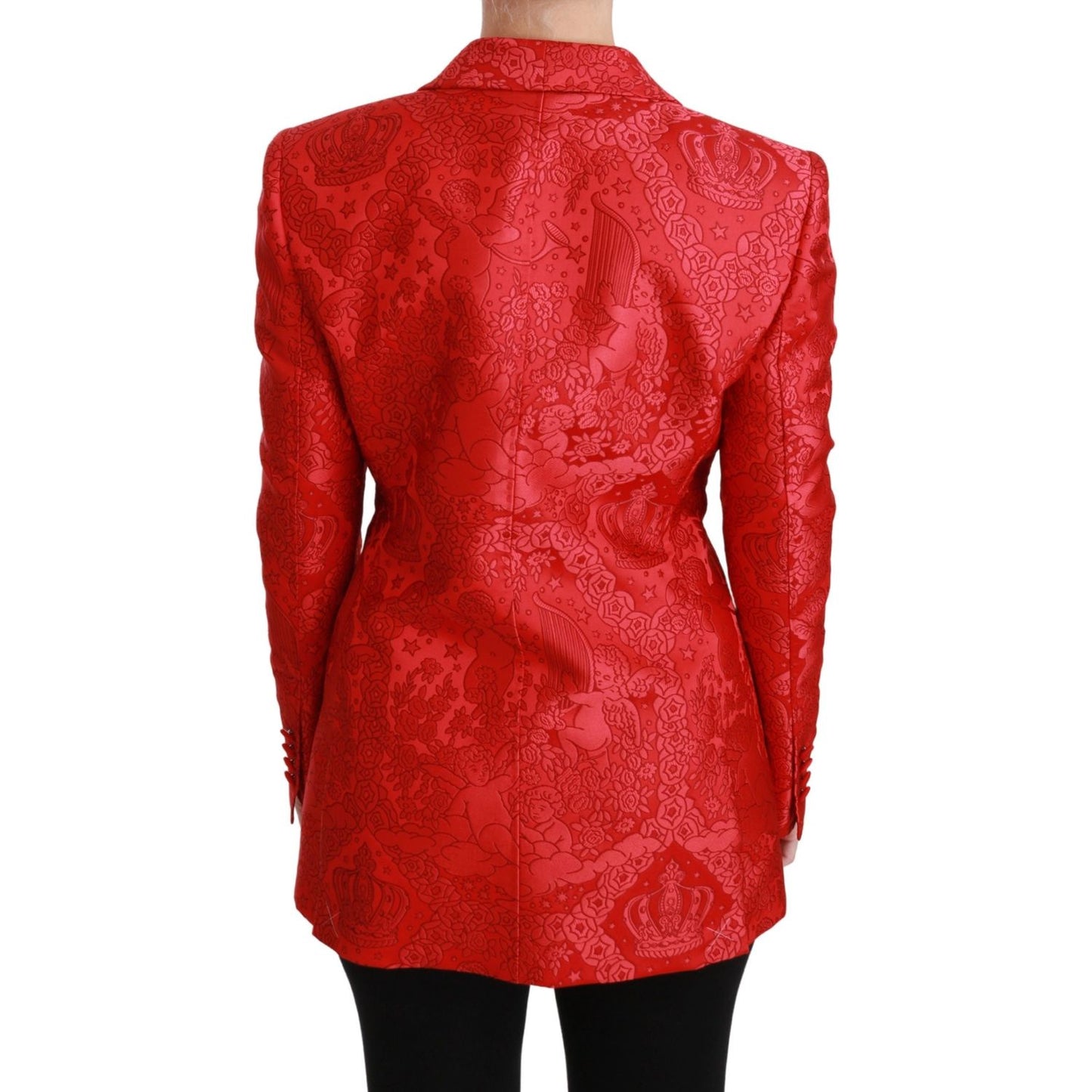 Dolce & Gabbana Red Floral Angel Pattern Blazer Coats & Jackets Dolce & Gabbana