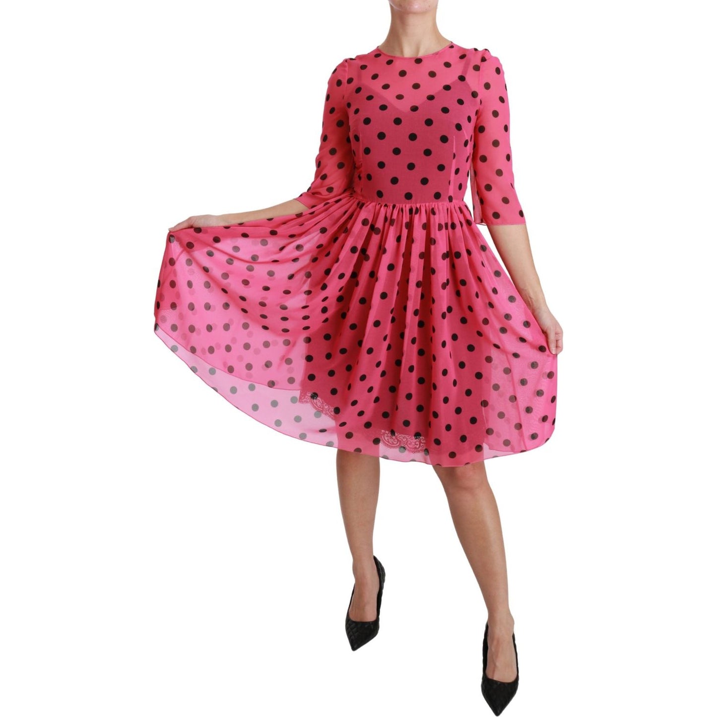 Dolce & Gabbana Elegant Polka Dot A-Line Knee Length Dress Dolce & Gabbana