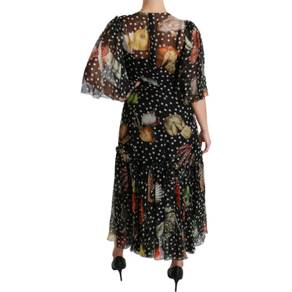 Dolce & Gabbana Black Sea Fish Sicily A-line Shift Dress
