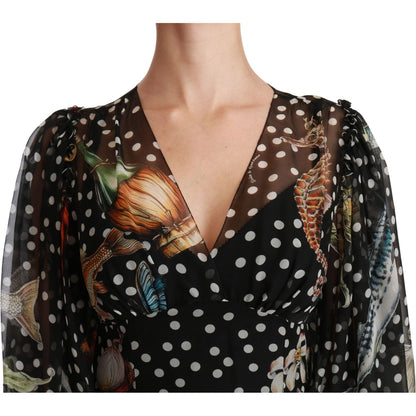 Dolce & Gabbana Black Sea Fish Sicily A-line Shift Dress