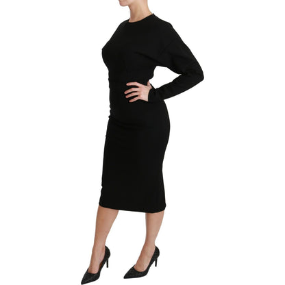 Dolce & Gabbana Black Bodycon Sheath Midi Stretch Dress