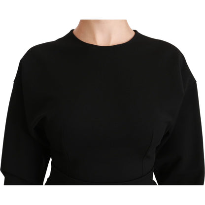 Dolce & Gabbana Black Bodycon Sheath Midi Stretch Dress