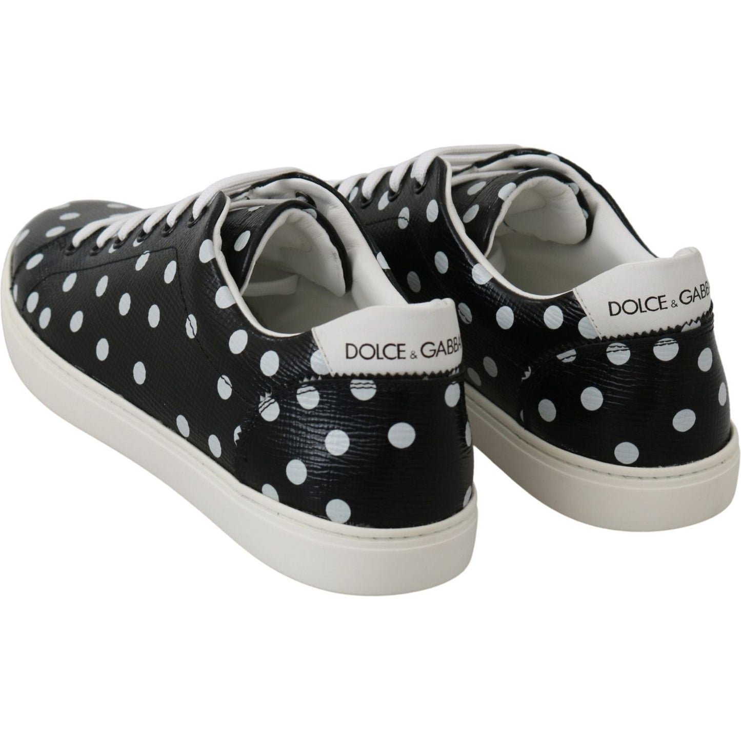 Dolce & Gabbana Black Polka Dotted Leather Sneakers Dolce & Gabbana