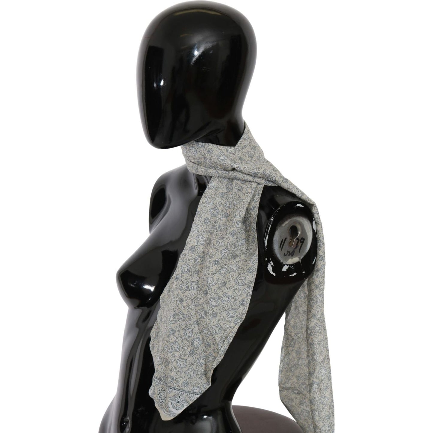 Ermanno Scervino Cotton Beige Blue Fantasy Print Scarf