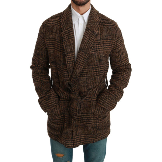 Dolce & Gabbana Elegant Brown Alpaca Blend Belted Cape Jacket Coats & Jackets Dolce & Gabbana