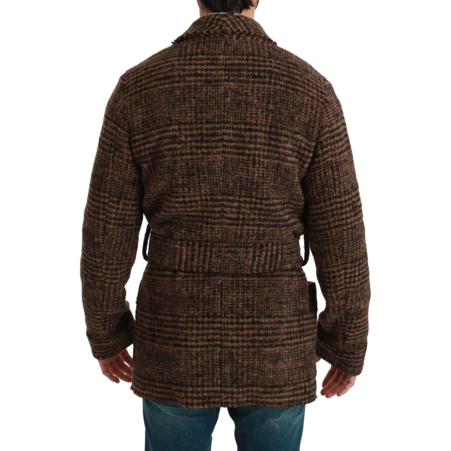 Dolce & Gabbana Elegant Brown Alpaca Blend Belted Cape Jacket Coats & Jackets Dolce & Gabbana