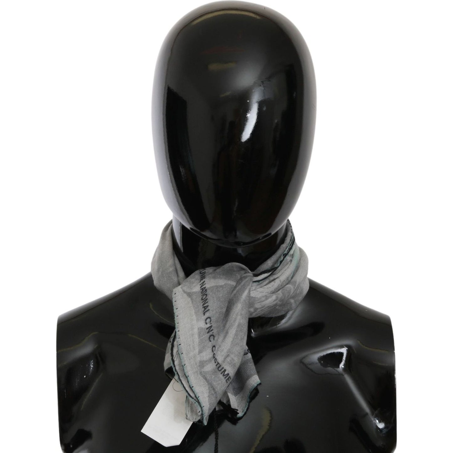 Costume National Gray Silk Shawl Foulard Wrap Scarf