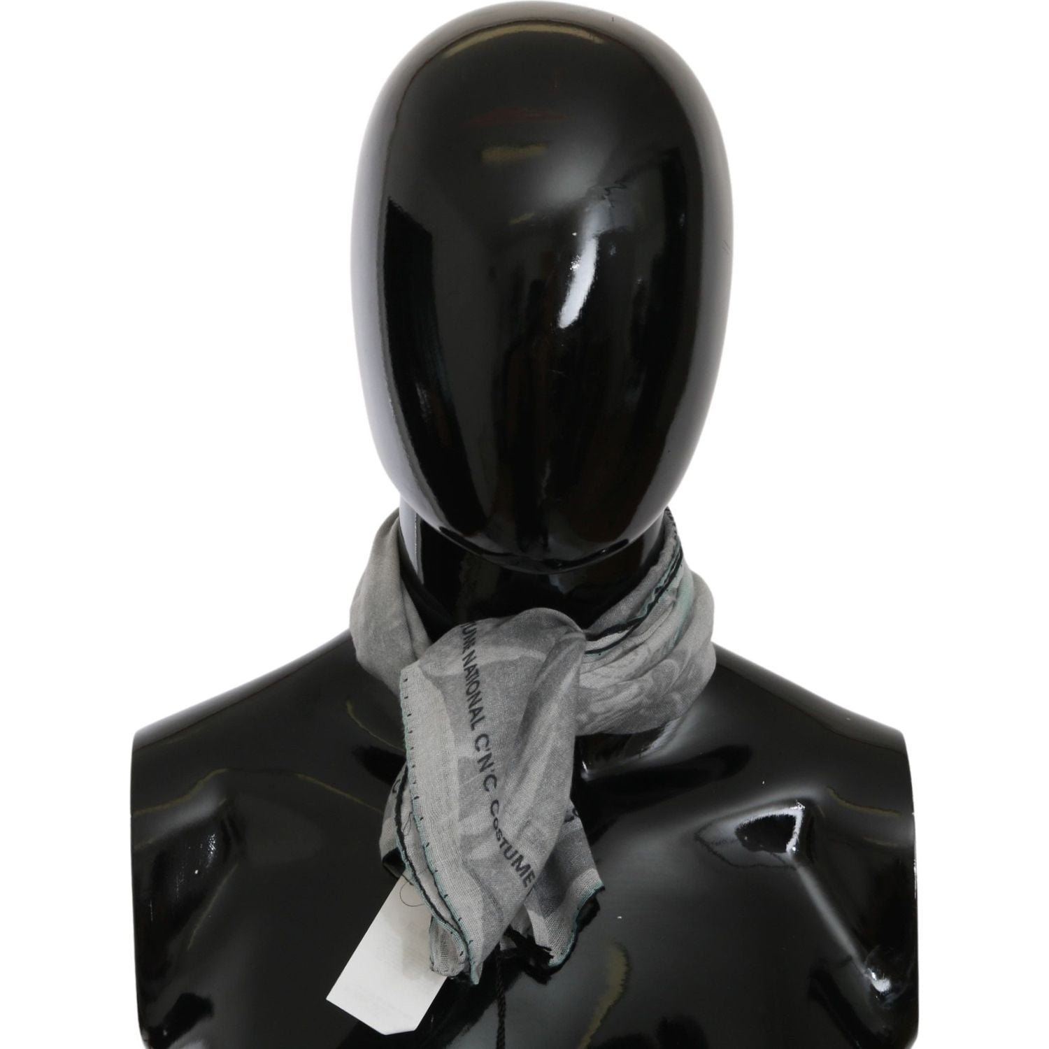 Costume National Gray Silk Shawl Foulard Wrap Scarf