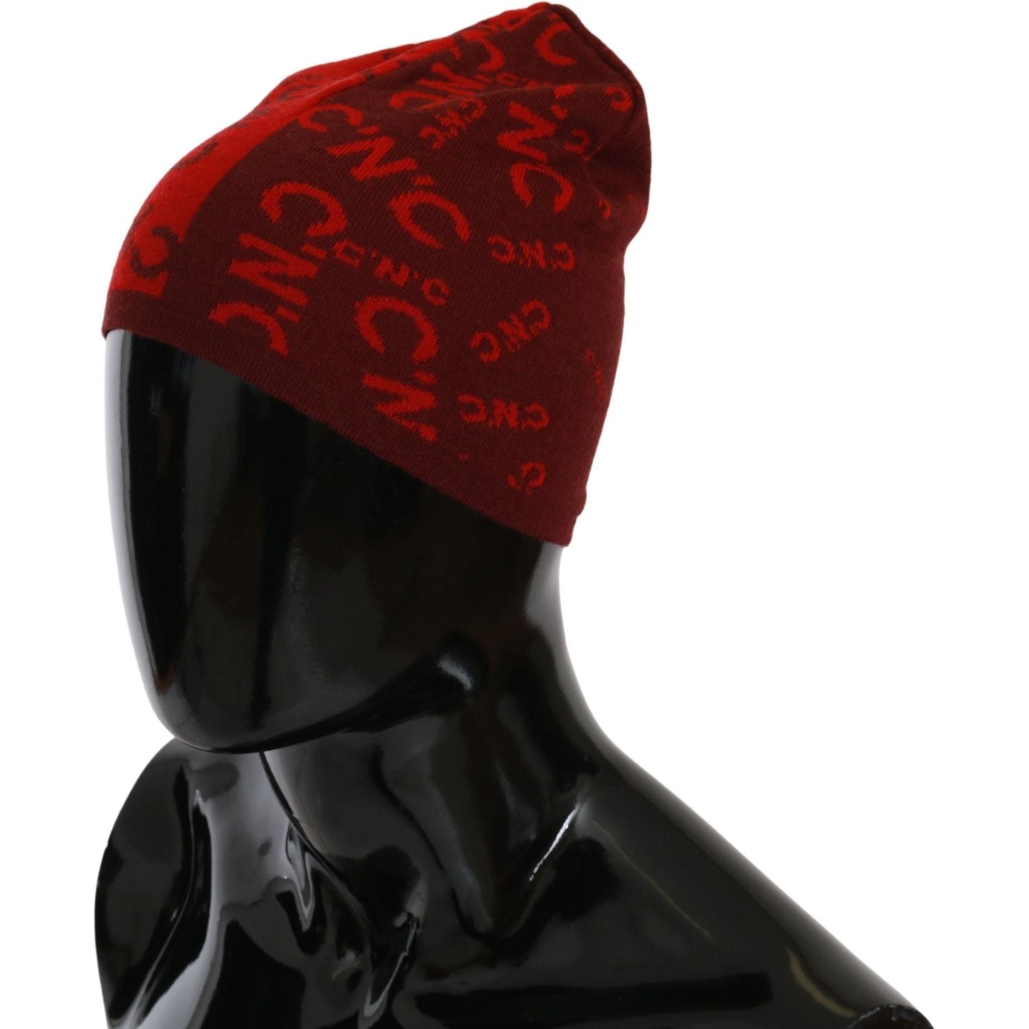 Costume National Red Wool Blend Branded Beanie Hat