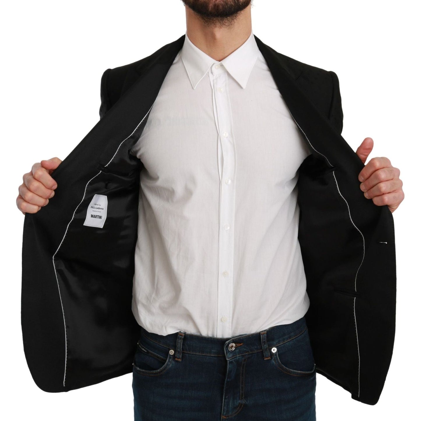 Dolce & Gabbana Black Slim Fit Coat Jacket MARTINI Blazer