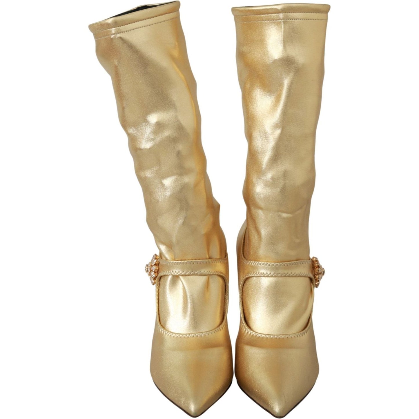 Dolce & Gabbana Elegant Gold Crystal Booties Dolce & Gabbana