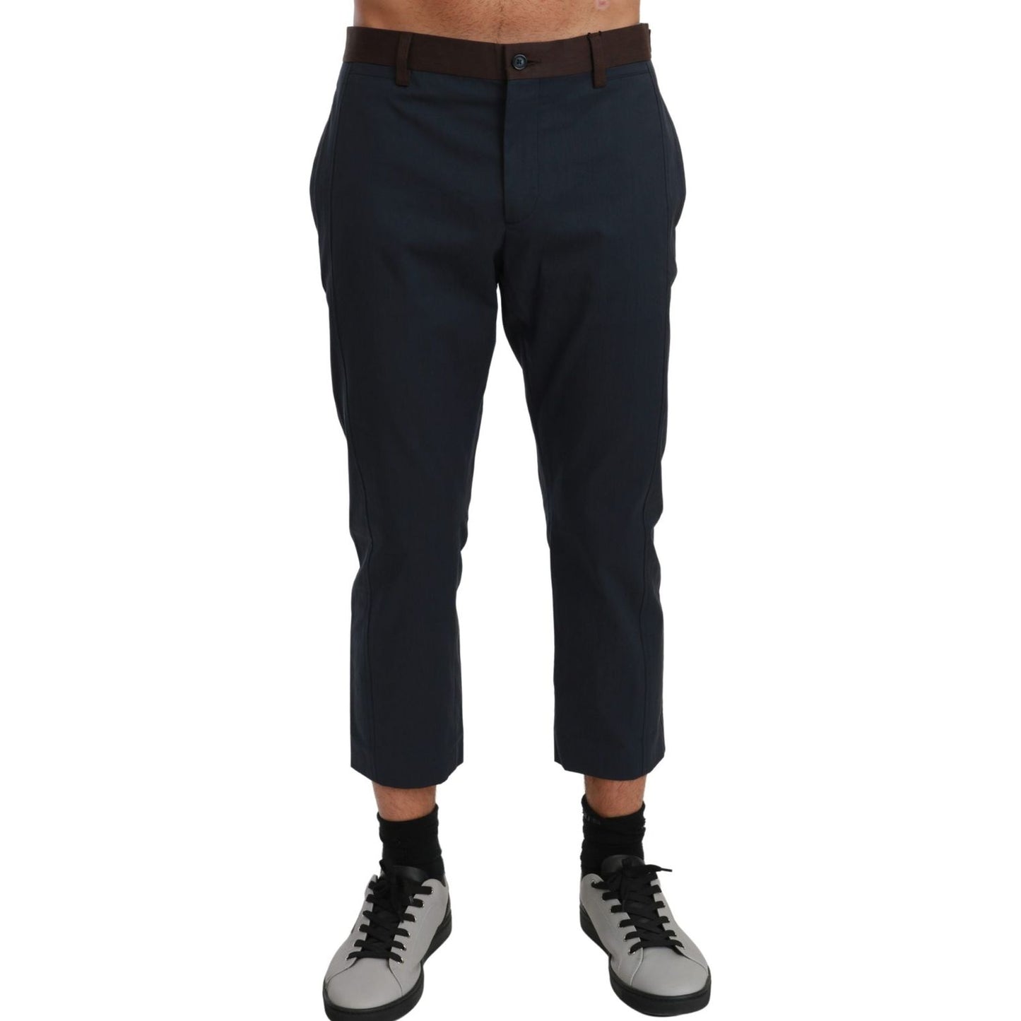 Dolce & Gabbana Brown Stripes Cropped Trousers Pants