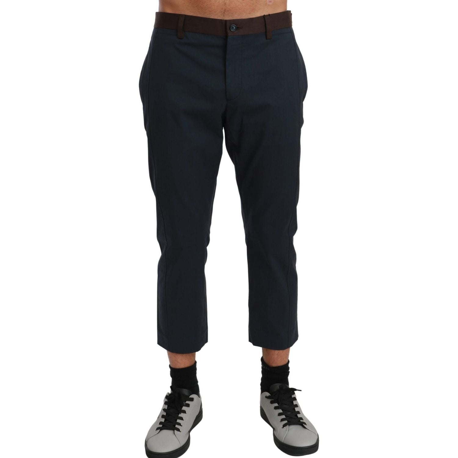 Dolce & Gabbana Brown Stripes Cropped Trousers Pants
