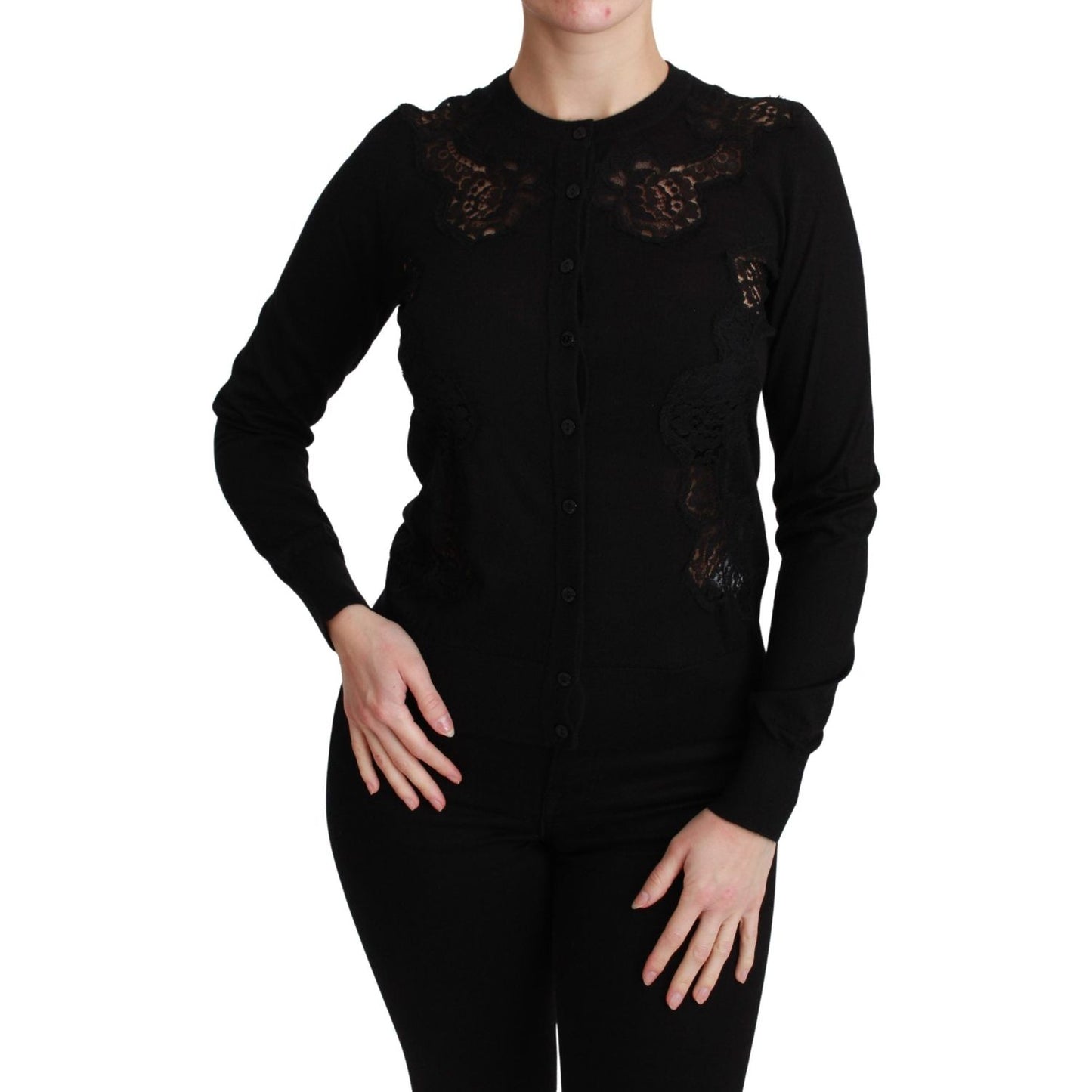 Dolce & Gabbana Elegant Cashmere Silk Blend Lace Cardigan Dolce & Gabbana