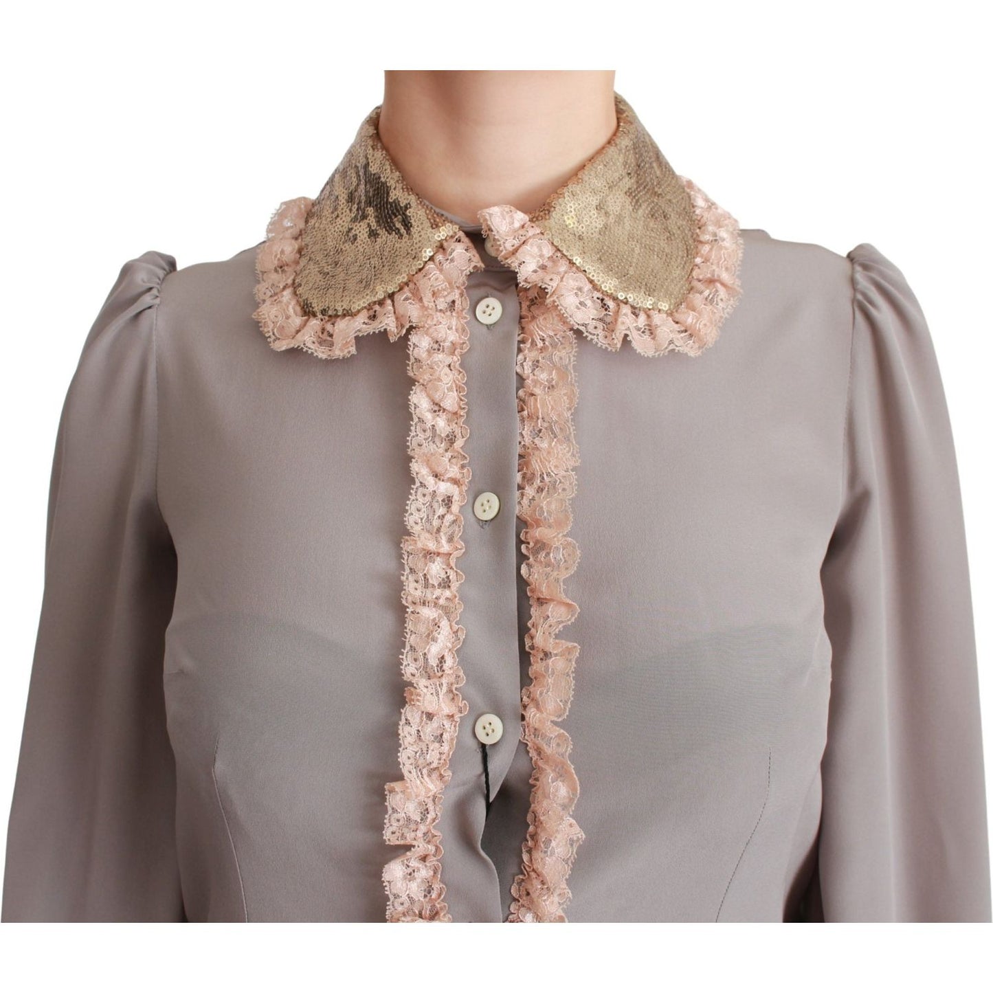 Dolce & Gabbana Elegant Silk Blend Sequin Collar Shirt Dolce & Gabbana