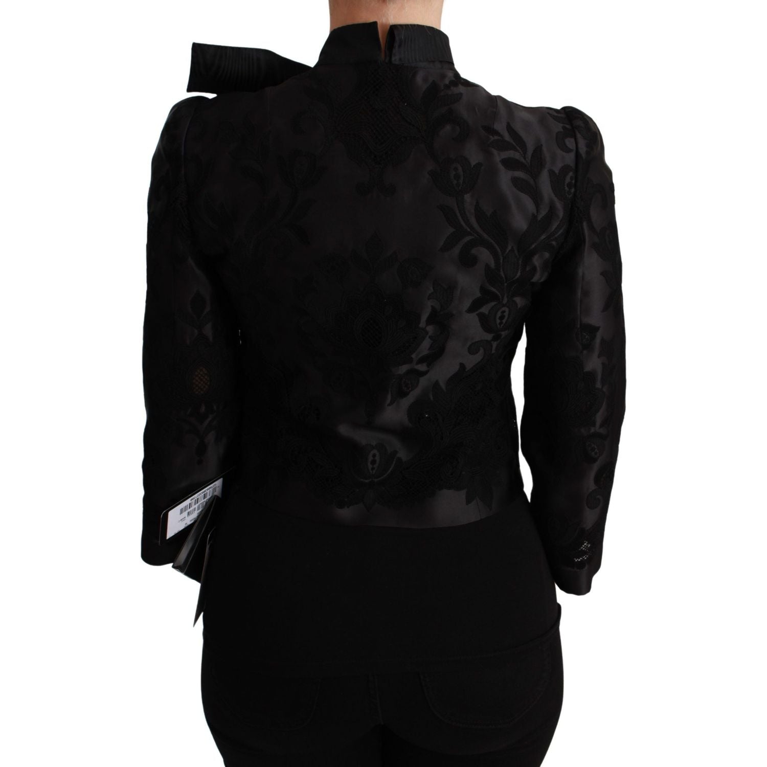 Dolce & Gabbana Black Floral Jacquard Blazer Silk Jacket