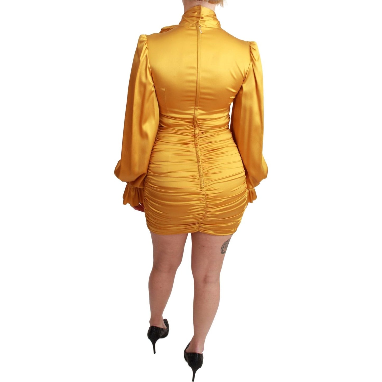 Dolce & Gabbana Radiant Yellow Silk Bodycon Mini Dress Dolce & Gabbana