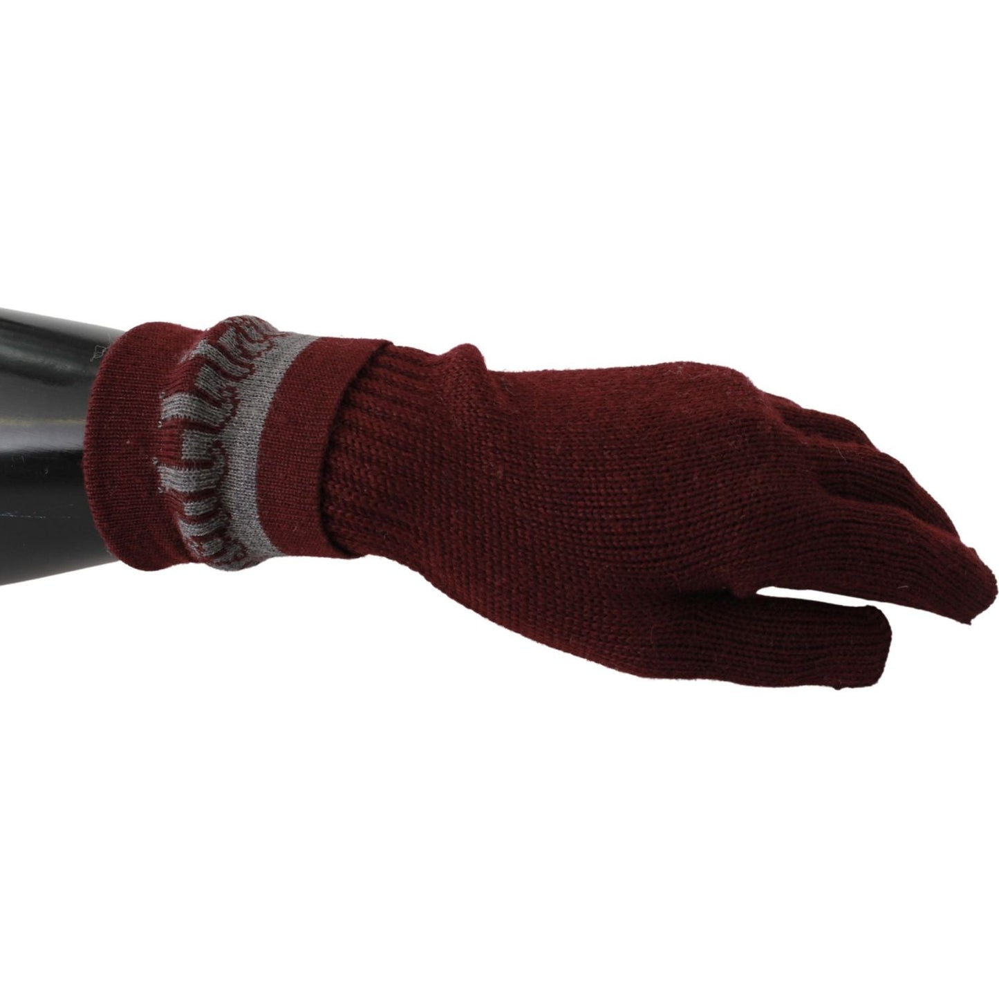 John Galliano Maroon Wool-Blend Designer Gloves John Galliano