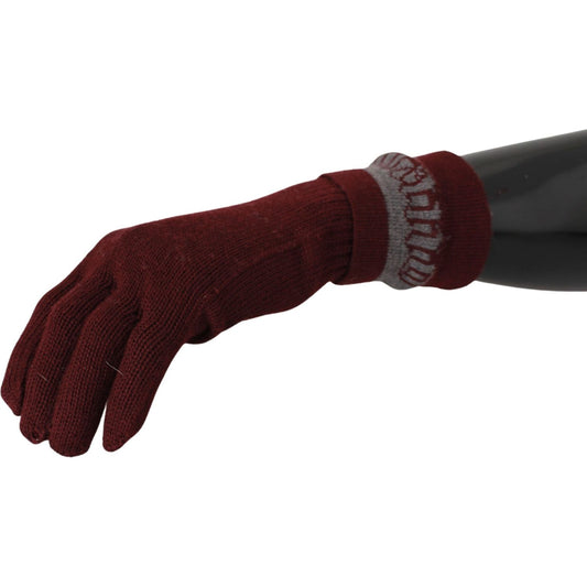 Maroon Wool-Blend Designer Gloves