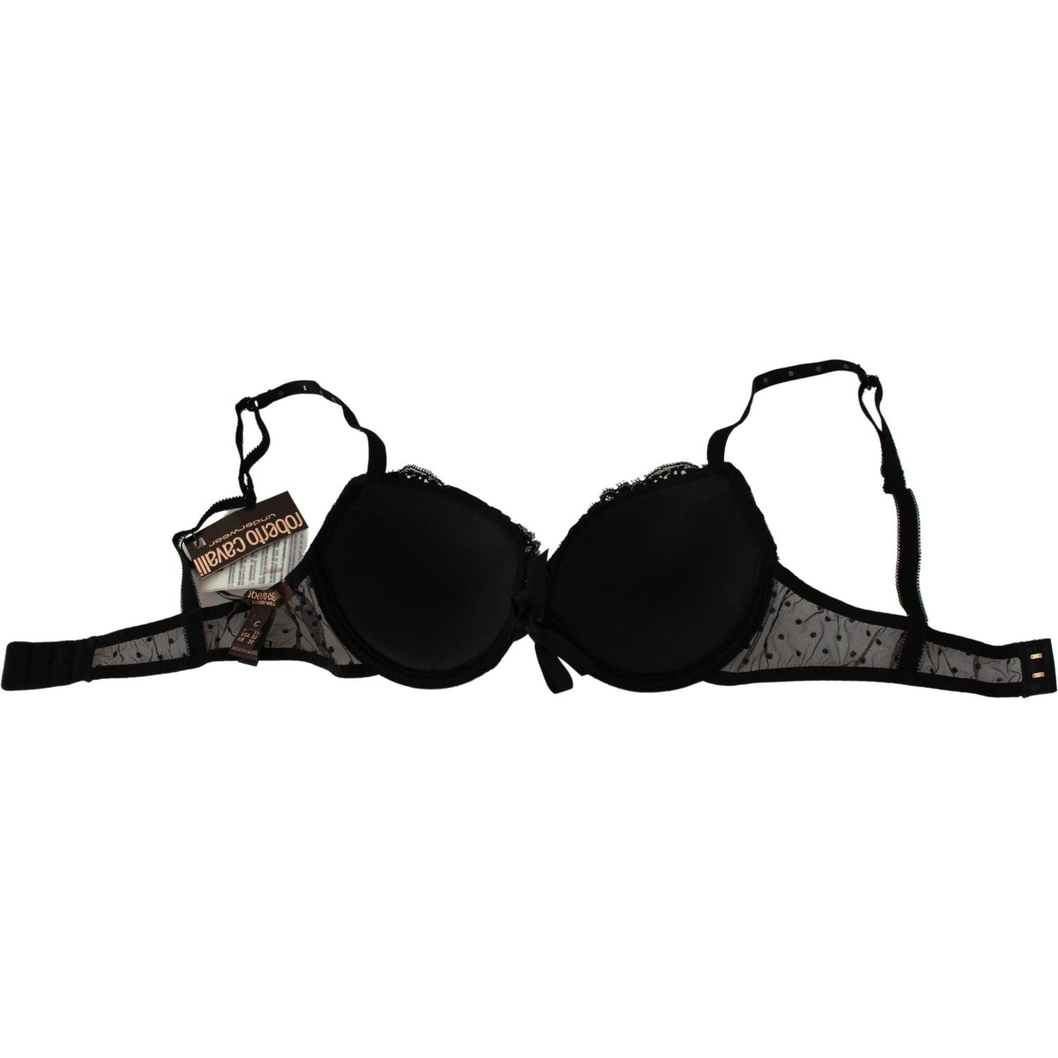 Roberto Cavalli Black Pink Lace Push Up Bra Underwear
