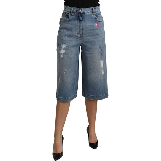 Dolce & Gabbana Elegant Wide Leg Cropped Denim Trousers Dolce & Gabbana