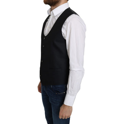Dolce & Gabbana Blue Silk Romb Pattern Formal Coat Vest 1728,30% Silk,67345645728,Blue,Clothing,Dolce & Gabbana,IT46 | S,Material: 70% Cotton,Men,Men - Clothing,New with tags,Suits & Blazers - Clothing,Vests - Men - Clothing,Waistcoats - Suits & Blazers -