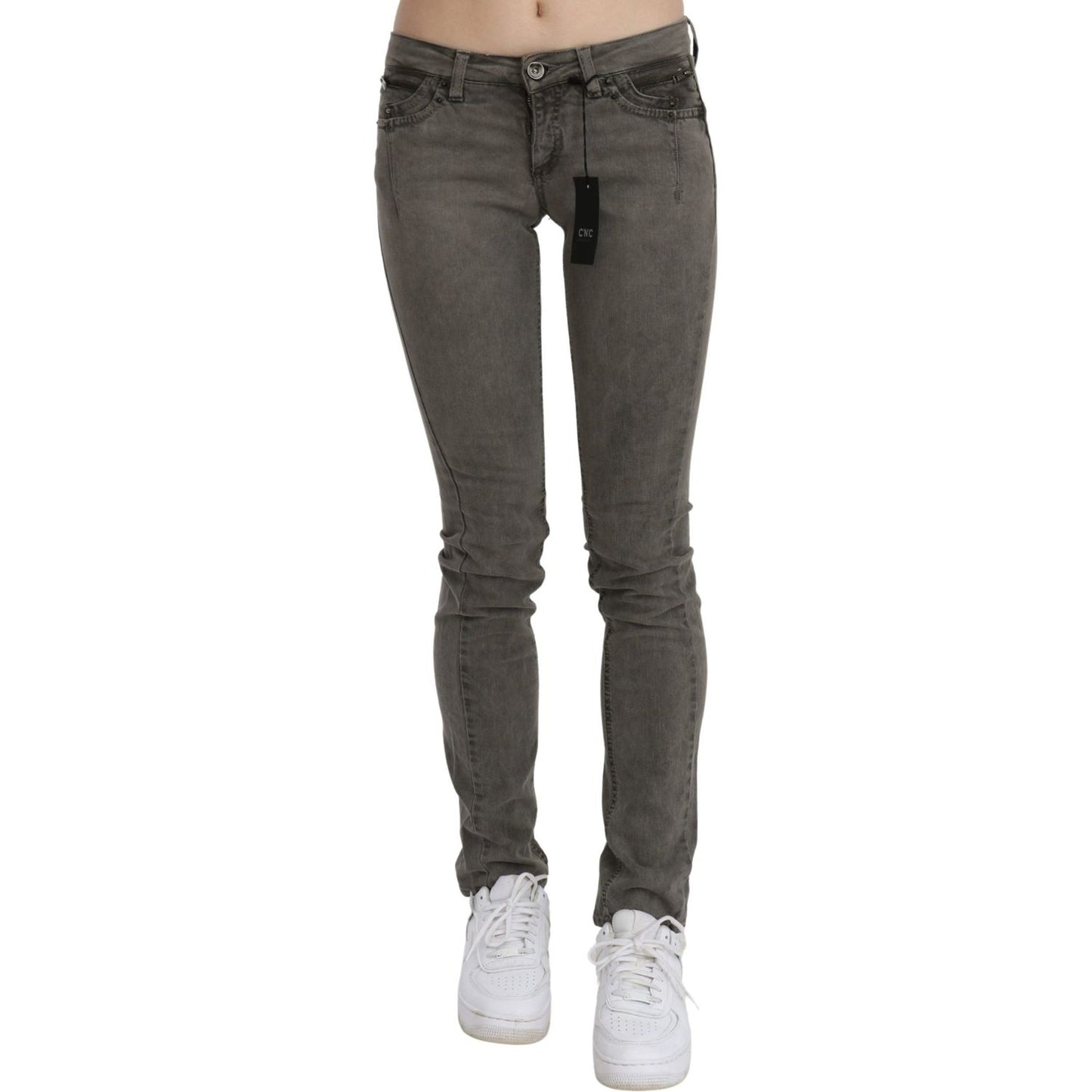 Costume National Chic Gray Slim Fit Cotton Jeans Costume National