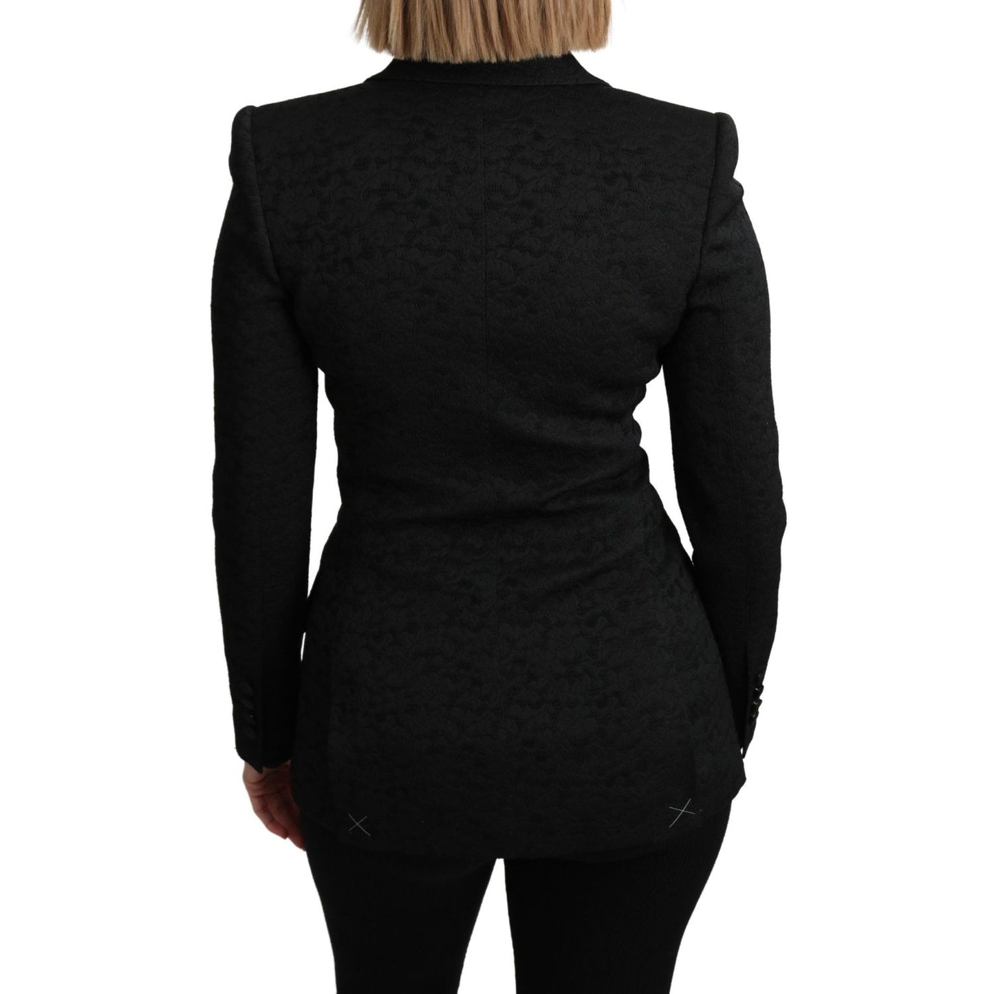 Dolce & Gabbana Black Brocade Single Breasted Blazer Jacket