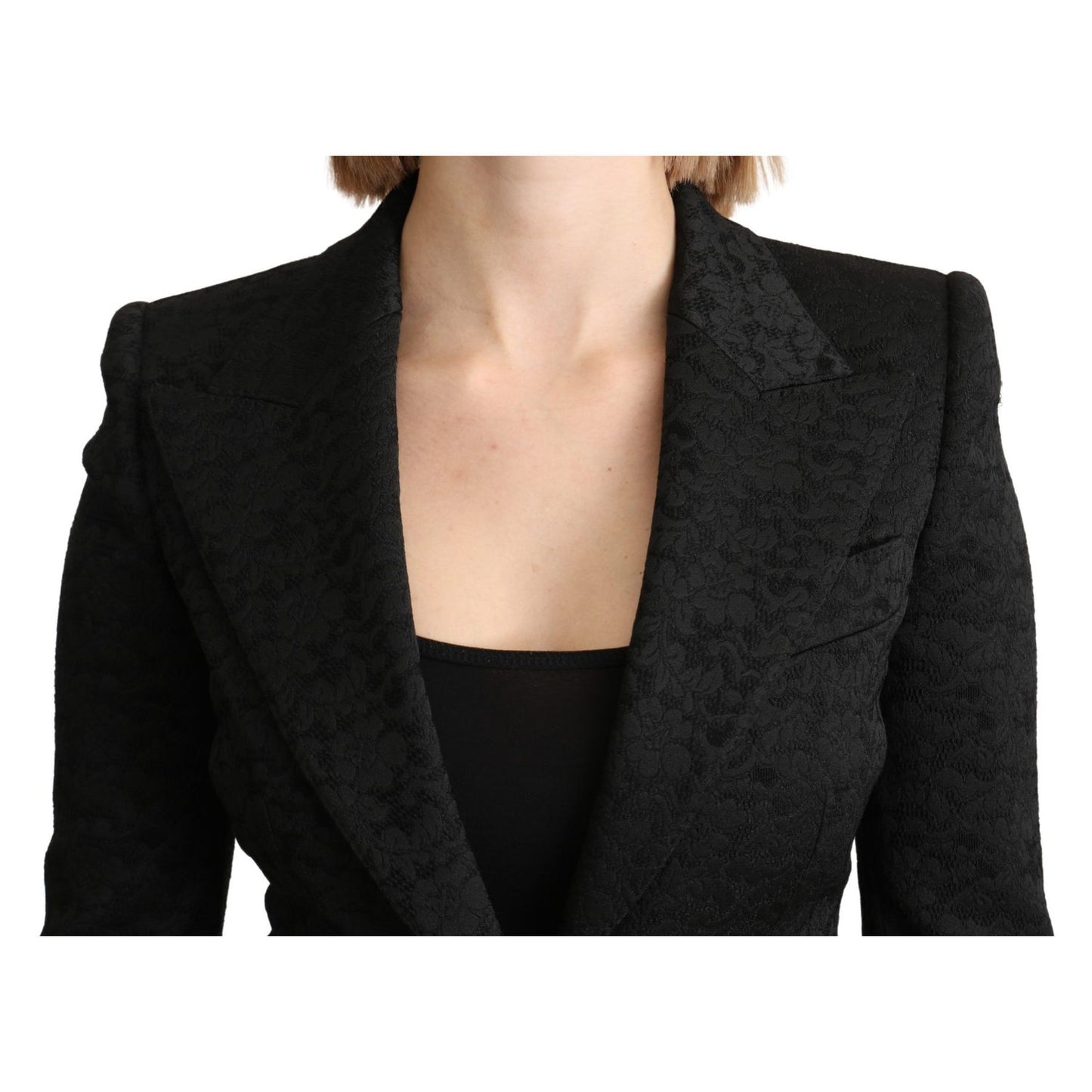 Dolce & Gabbana Black Brocade Single Breasted Blazer Jacket