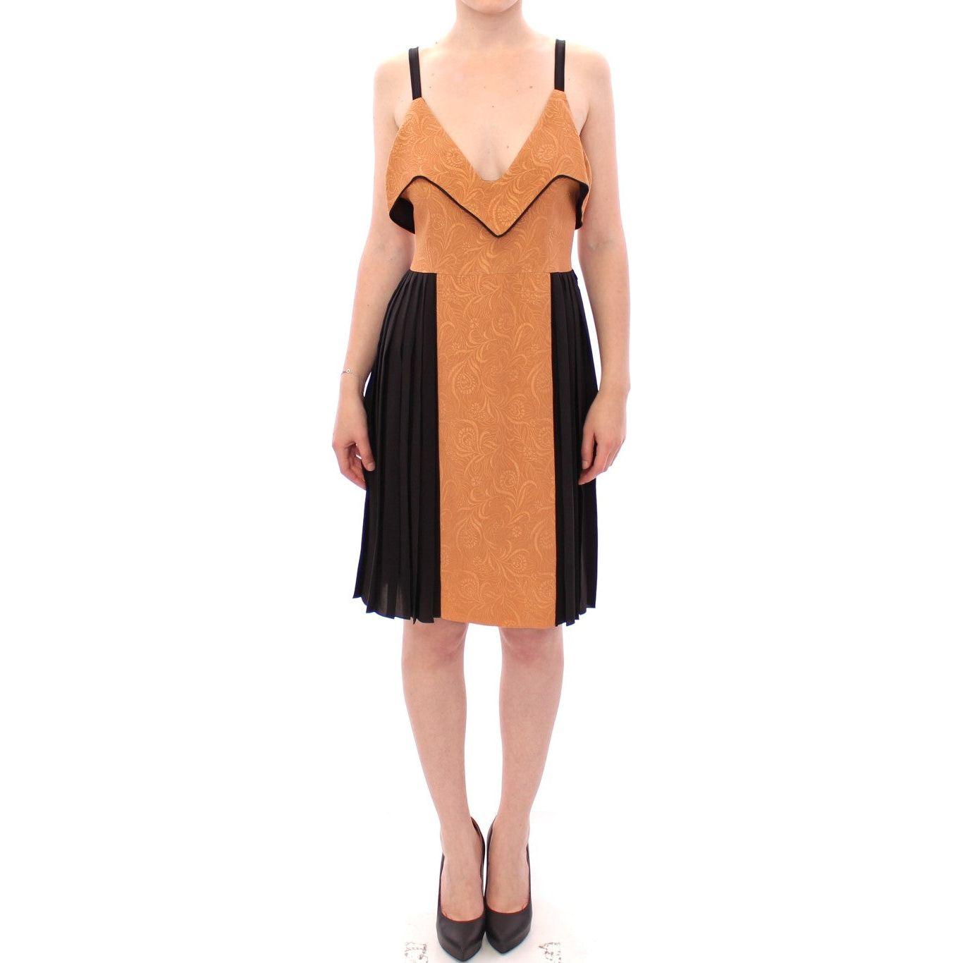 FILOS Black Bronze Silk Sleeveless Above Sheath Dress
