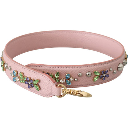 Dolce & Gabbana Pink Leather Crystal Stud Accessory Shoulder Strap