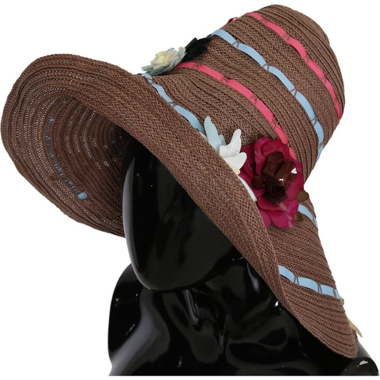 Elegant Floppy Straw Hat with Floral Accents