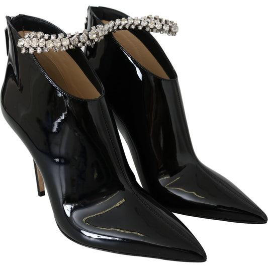 Elegant Black Patent Heeled Boots