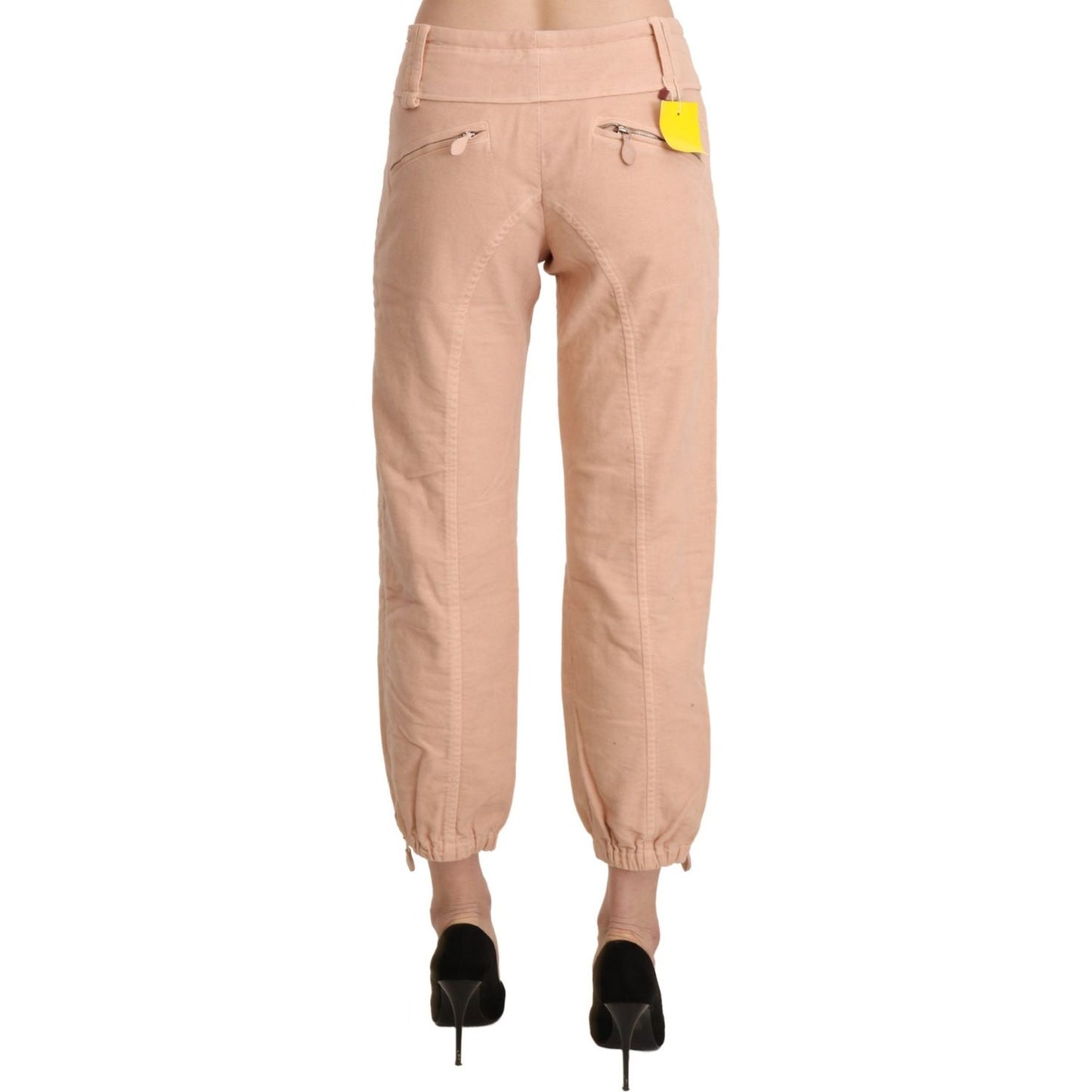 Ermanno Scervino Beige Mid Waist Cropped Cotton Trouser Pants