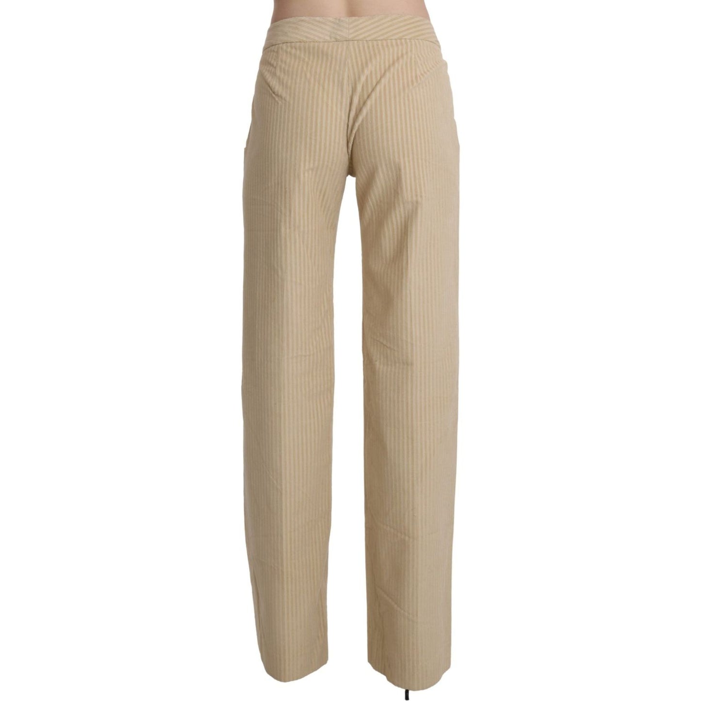 Ermanno Scervino Beige High Waist Flared Wide Leg Trouser Pants