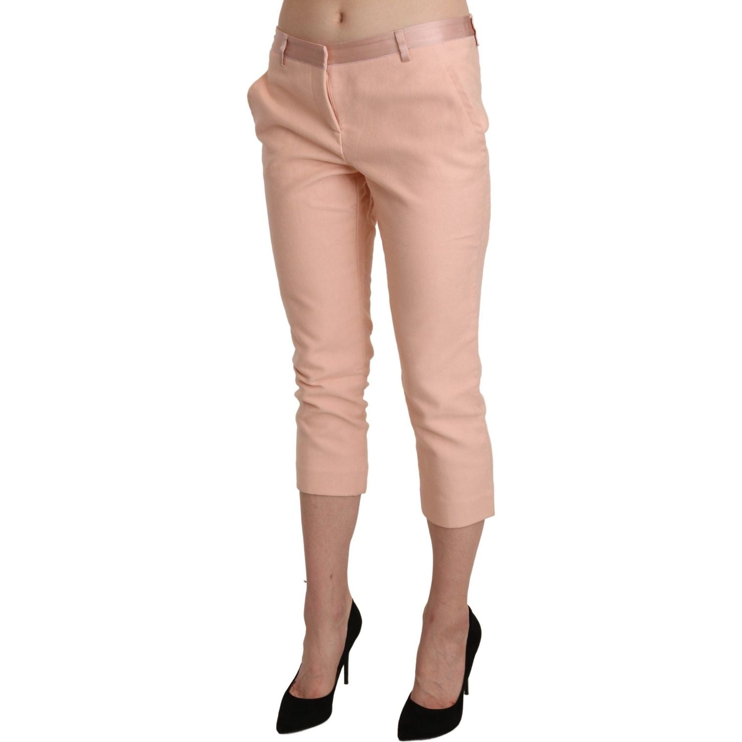 Ermanno Scervino Pink Low Waist Skinny Cropped Capri Pants