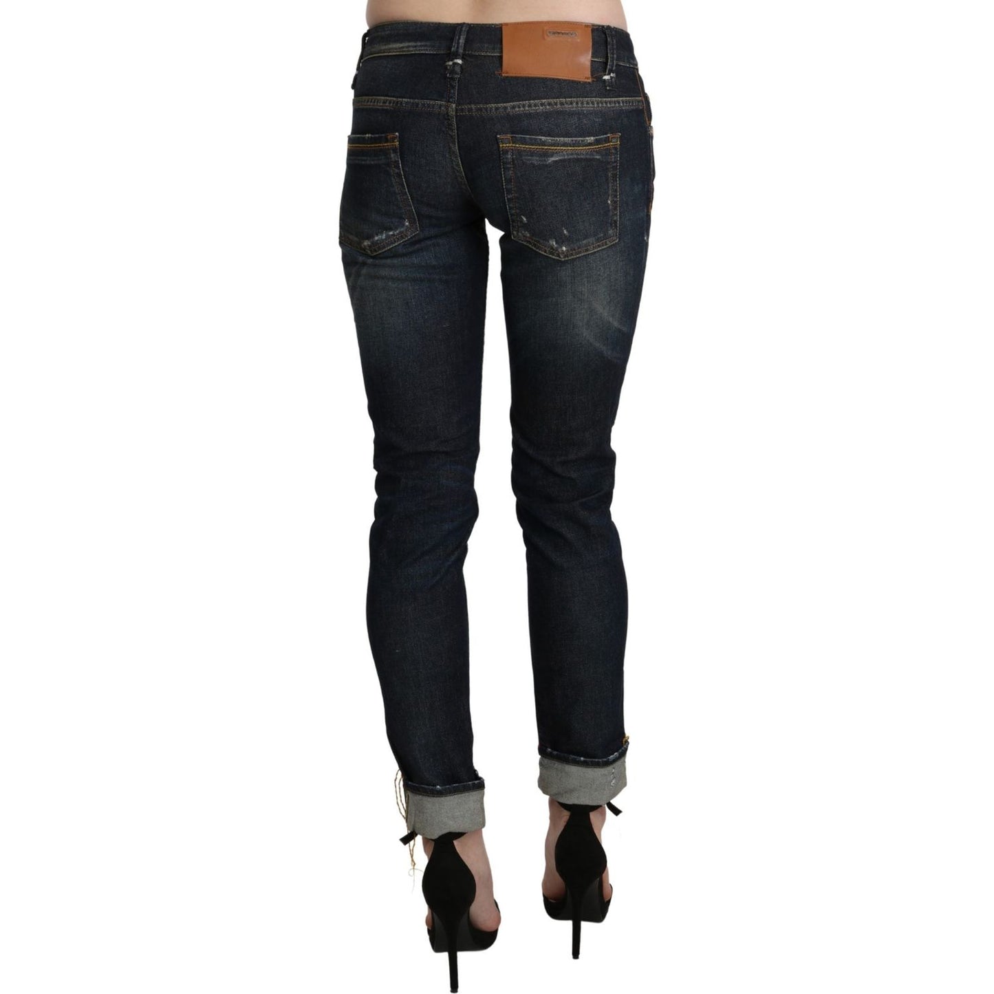 Acht Chic Dark Blue Skinny Cropped Jeans Jeans & Pants Acht