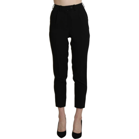 BENCIVENGA Black High Waist Skinny Cropped Dress Trouser Pant