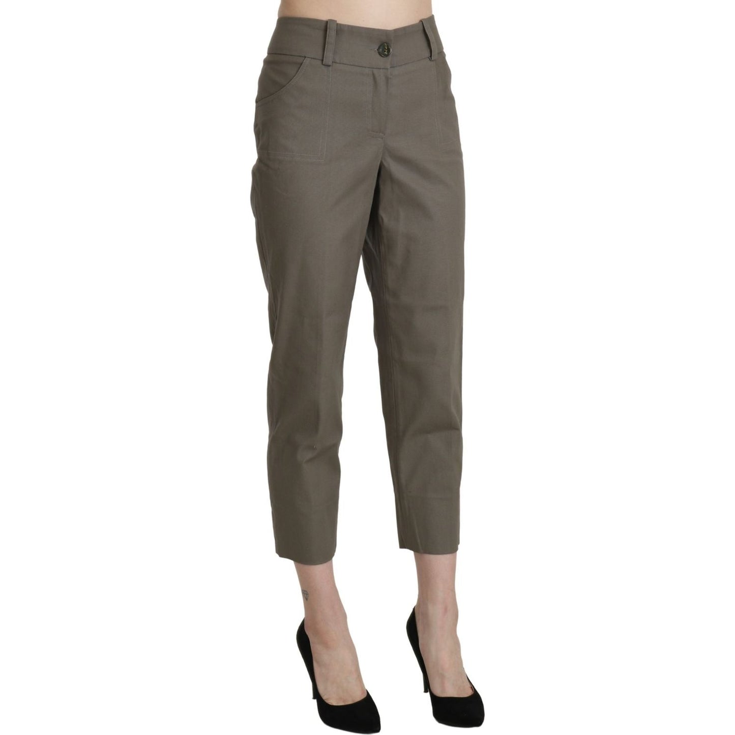 BENCIVENGA Elegant High Waist Cropped Pants in Gray BENCIVENGA