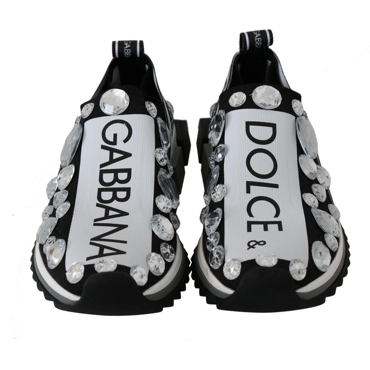 Dolce & Gabbana Chic Monochrome Crystal Studded Sneakers Dolce & Gabbana