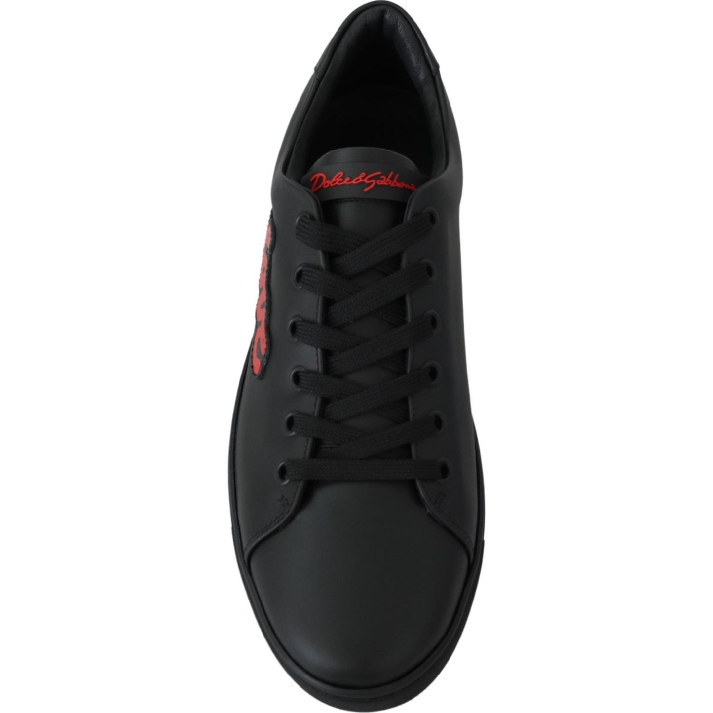 Dolce & Gabbana Elegant Leather Sneakers with Red Accents Dolce & Gabbana