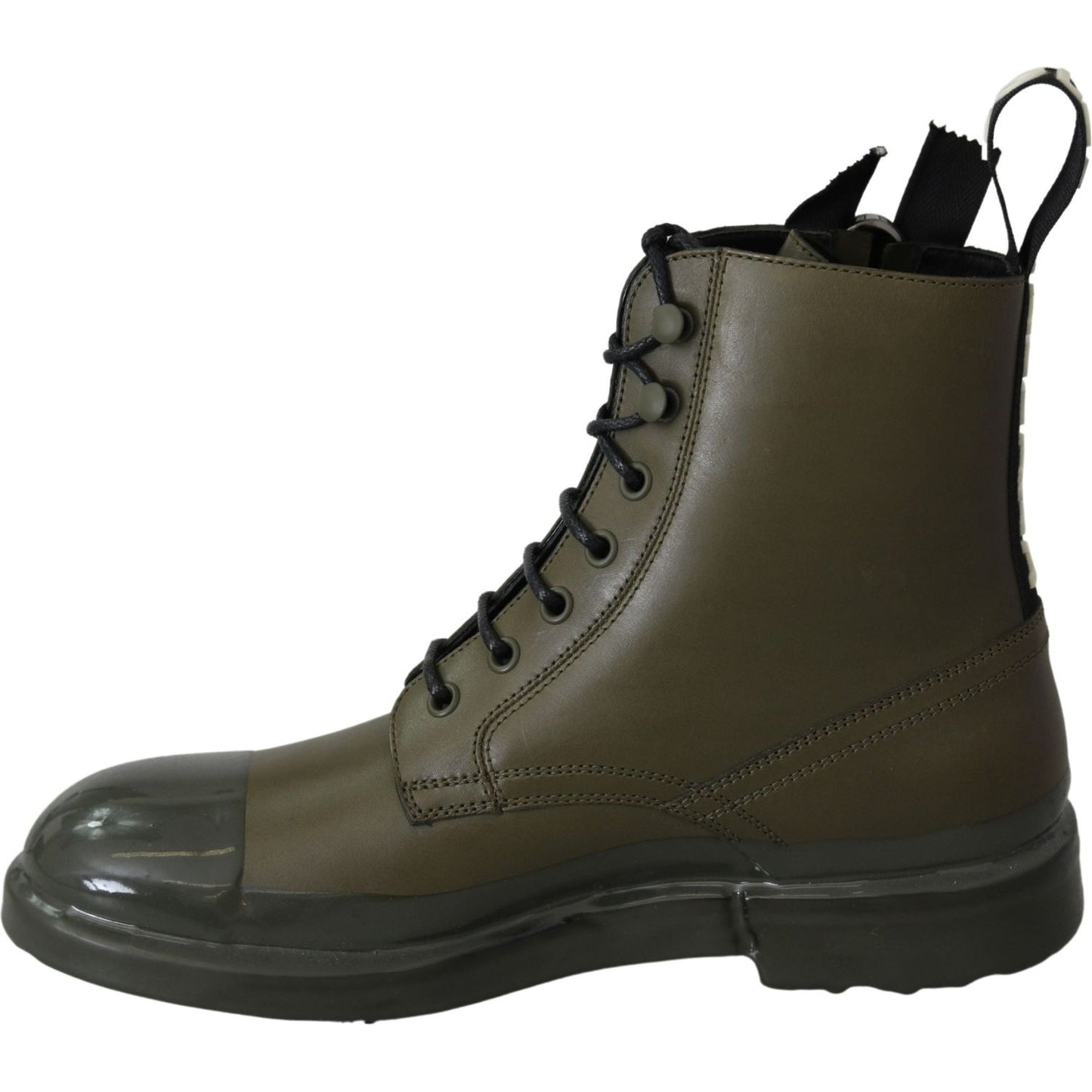 Dolce & Gabbana Chic Military Green Leather Ankle Boots Dolce & Gabbana